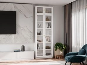 для книг Билли Хелена-20 с антресолью Белый/Золотой