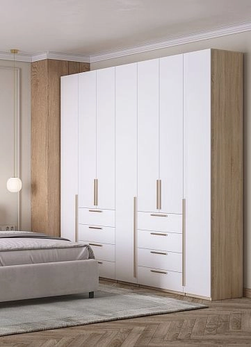 Шкаф распашной Хейсон-2 Белый Дуб Сонома - фото 2