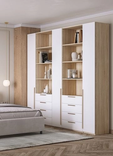 Шкаф распашной Хейсон-1 Белый Дуб Сонома - фото 2