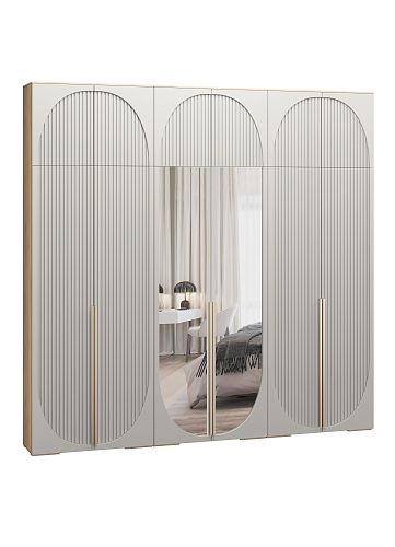 Шкаф распашной Брей-3.1 с антресолью Кашемир/Дуб Золотистый - фото 2