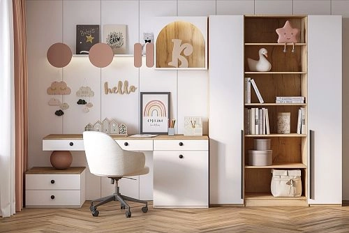 Шкаф распашной Хейсон-7 Белый Дуб Золотистый - фото 1