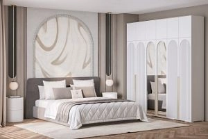 Брей-6 Хит с антресолью с зеркалами Белый